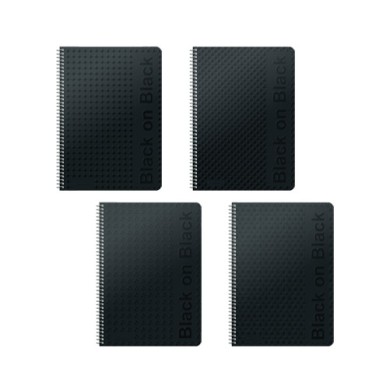 BLACK ΟΝ BLACK Τετράδιο Σπιράλ Wirelock B5/17Χ25 5 Θέματα 150 Φύλλα 6τμχ