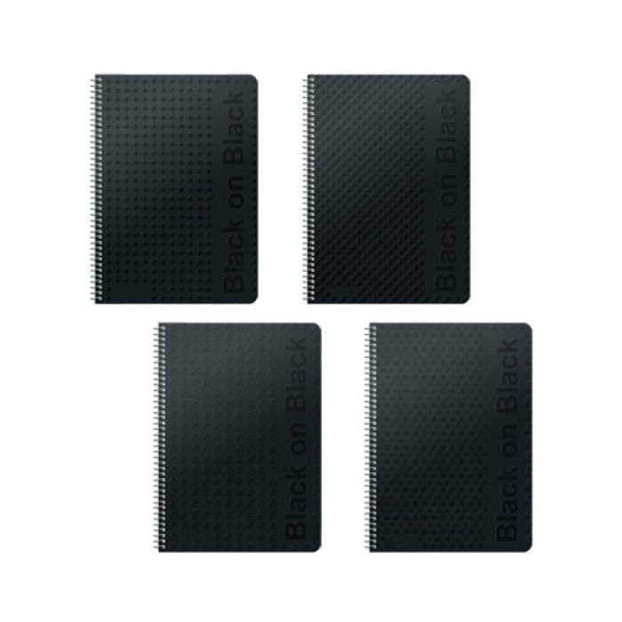 BLACK ΟΝ BLACK Τετράδιο Σπιράλ Wirelock B5/17Χ25 5 Θέματα 150 Φύλλα 6τμχ