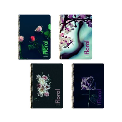 FLORAL Τετράδιο Σπιράλ Wirelock B5/17Χ25 4 Θέματα 120 Φύλλα 6τμχ