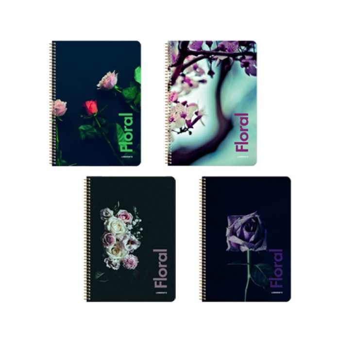 FLORAL Τετράδιο Σπιράλ Wirelock B5/17Χ25 4 Θέματα 120 Φύλλα 6τμχ