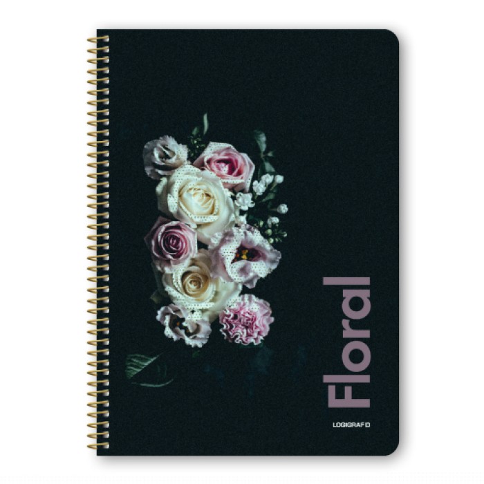 FLORAL Τετράδιο Σπιράλ Wirelock B5/17Χ25 4 Θέματα 120 Φύλλα 6τμχ