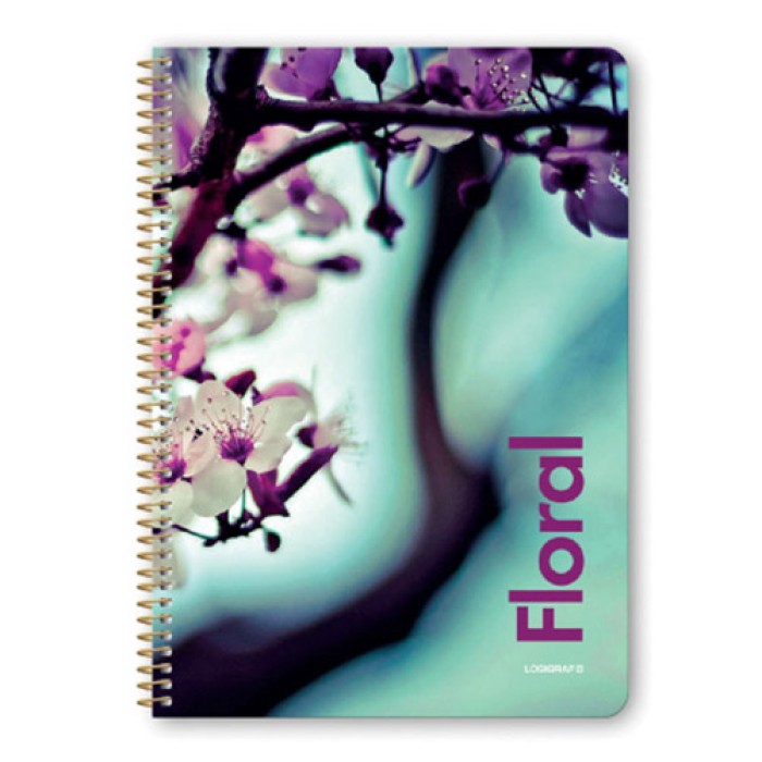 FLORAL Τετράδιο Σπιράλ Wirelock B5/17Χ25 4 Θέματα 120 Φύλλα 6τμχ
