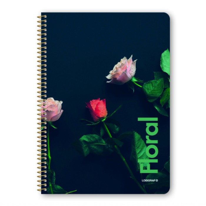 FLORAL Τετράδιο Σπιράλ Wirelock B5/17Χ25 4 Θέματα 120 Φύλλα 6τμχ