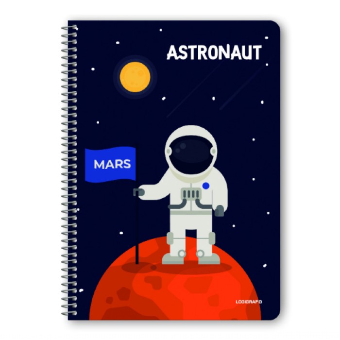 ASTRONAUT Τετράδιο Σπιράλ Wirelock Β5/17Χ25 3 Θέματα 90 Φύλλα 6τμχ