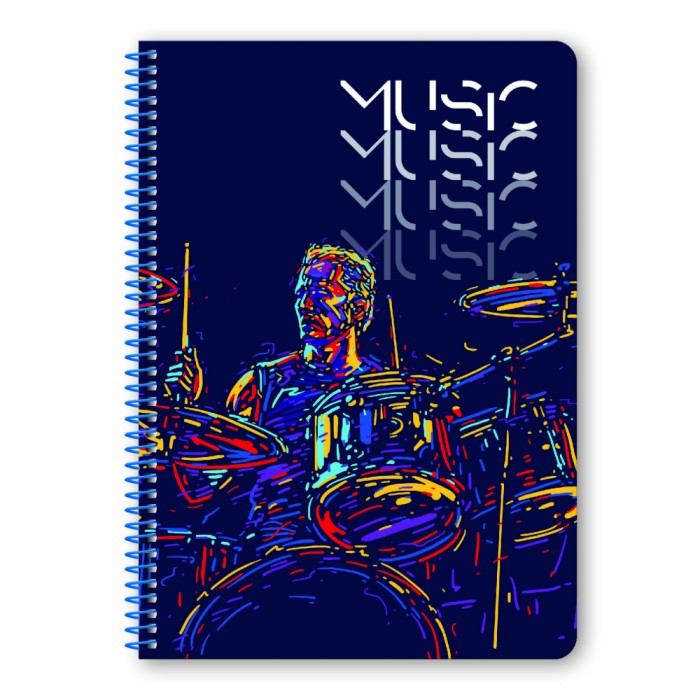 MUSIC Τετράδιο Σπιράλ Wirelock B5/17Χ25 4 Θέματα 120 Φύλλα 10τμχ