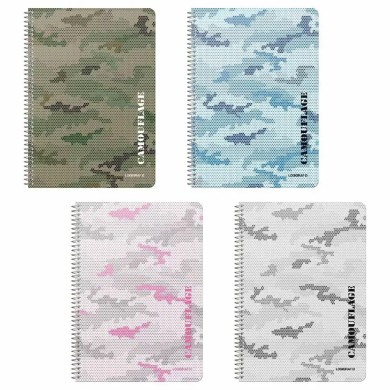 CAMOUFLAGE Τετράδιο Σπιράλ Wirelock B5/17Χ25 3 Θέματα 90 Φύλλα 6τμχ