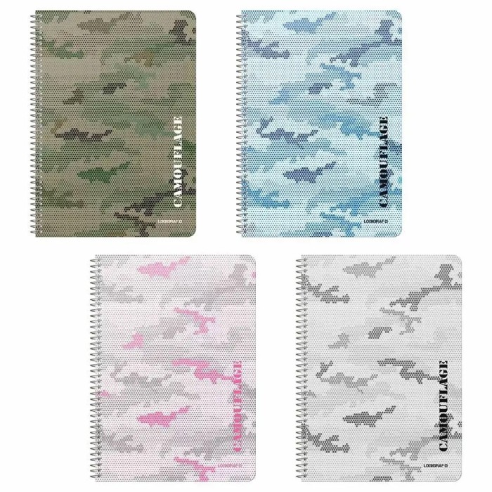 CAMOUFLAGE Τετράδιο Σπιράλ Wirelock B5/17Χ25 4 Θέματα 120 Φύλλα 6τμχ