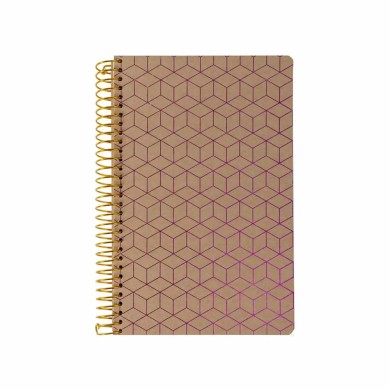 Πακέτο 4x LOGINOTES Spiral line NATURAL, 13x20 με Χρυσοτυπία, 120 φύλλα των 80γρ