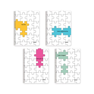 PUZZLE Τετράδιο Σπιράλ Wirelock B5/17Χ25 4Θ 90Φ 120τμχ