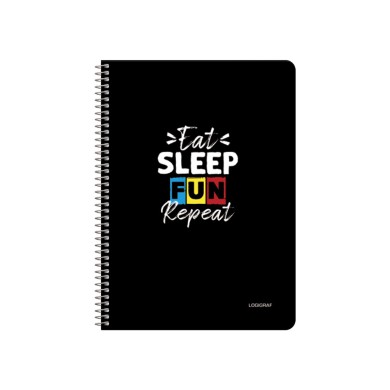 EAT SLEEP REPEAT Τετράδιο Σπιράλ με Wirelock B5/17Χ25 3 Θέματα 90 Φύλλα Πακέτο 6τμχ
