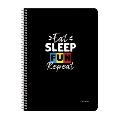 EAT SLEEP REPEAT Τετράδιο Σπιράλ με Wirelock A4/21Χ29 2 Θέματα 60 Φύλλα Πακέτο 10τμχ