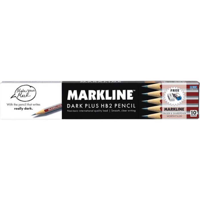 Μολύβι 2HB/Markline, σετ 10τμχ +ΔΩΡΕΑΝ 1 σβήστρα+1 ξύστρα