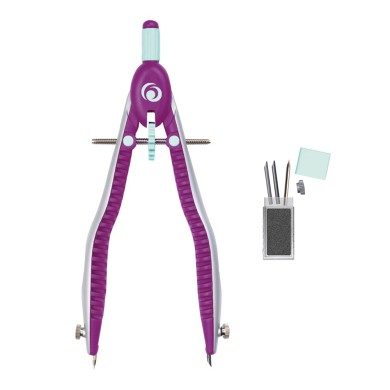 HERLITZ Διαβήτης Σχεδίου Γίγας My.Pen Σε Πλαστική Θήκη + Ανταλλακτικά Λιλά-Μέντα - Συσκευασία 4τμχ