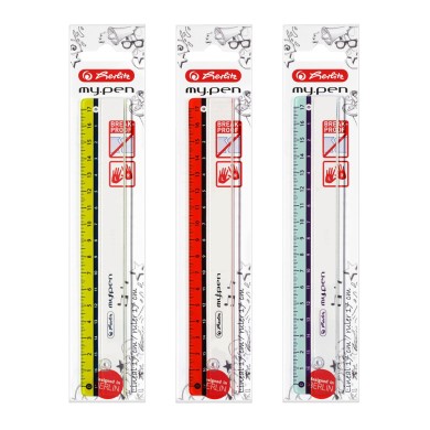 HERLITZ Χάρακας 17cm σε 3 Χρώματα, Συσκευασία 9τμχ