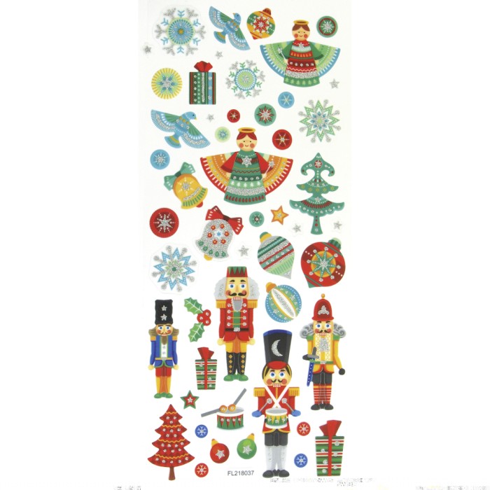 Σετ Αυτοκόλλητα με Γκλίτερ, 5 Φύλλα 10X23 εκ, CHRISTMAS