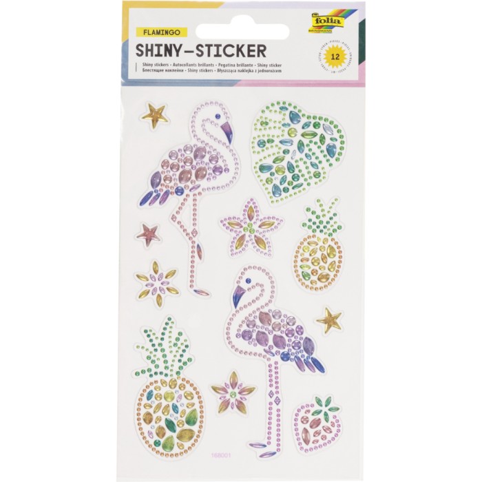 Σετ 12 Αυτοκόλλητα με Κρυσταλλάκια, 10Χ16 cm, FLAMINGO