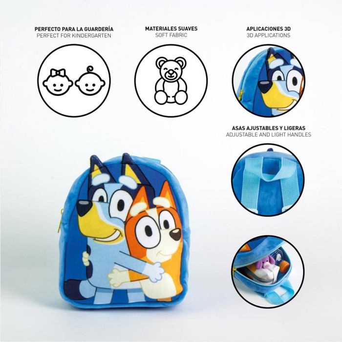 Απαλή Τσάντα Πλάτης 22εκ Παιδικού Σταθμού BLUEY Μπλε
