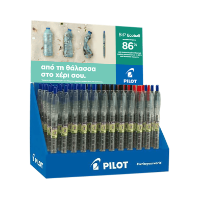 Στυλό Διαρκείας σε Διάφορα χρώματα 1.0mm PILOT BEGREEN B2P Ecoball, Σταντ των 60 τεμαχίων