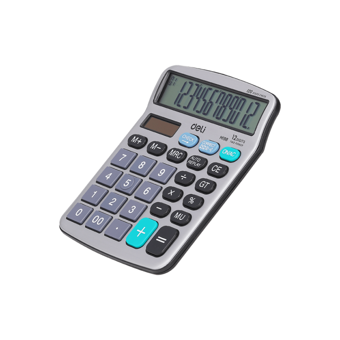 DELI CORE Αριθμομηχανή 12 Ψηφίων 12x15x3εκ Ασημί