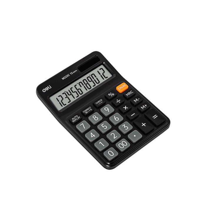 DELI ASKEND M222C Αριθμομηχανή 12 Ψηφίων 11x15x2,8εκ Μαύρο