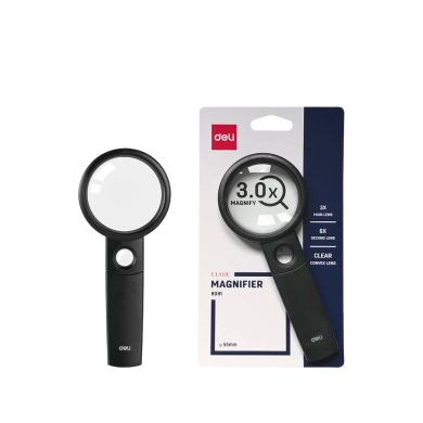 DELI Μεγεθυντικός Φακός Χ3 Φ55mm Πλαστικός Μαύρος [σε blister]
