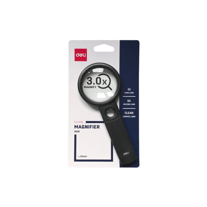 DELI Μεγεθυντικός Φακός Χ3 Φ55mm Πλαστικός Μαύρος [σε blister]
