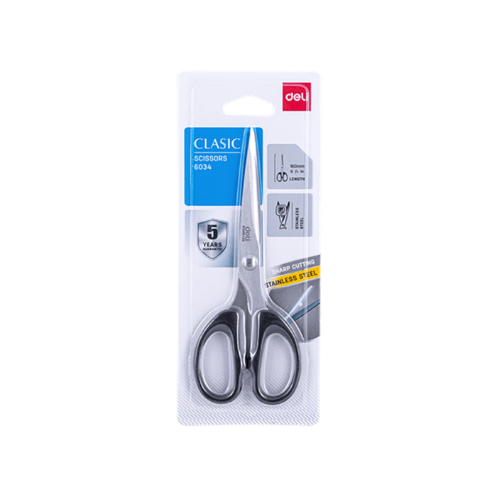 Ψαλίδι Γραφείου Blister 6 1/4 16cm Classic 2 χρώματα DELI (Συσκευασία 12τμχ)