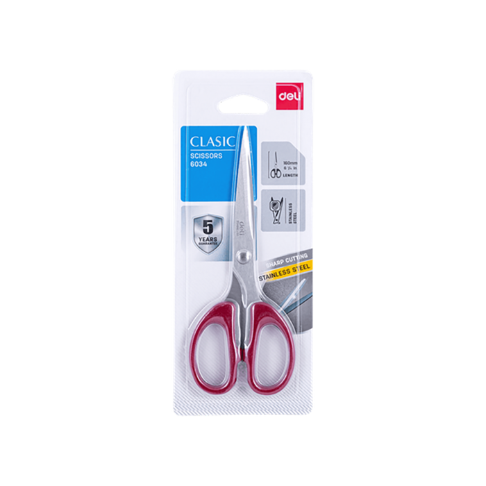 Ψαλίδι Γραφείου Blister 6 1/4 16cm Classic 2 χρώματα DELI (Συσκευασία 12τμχ)