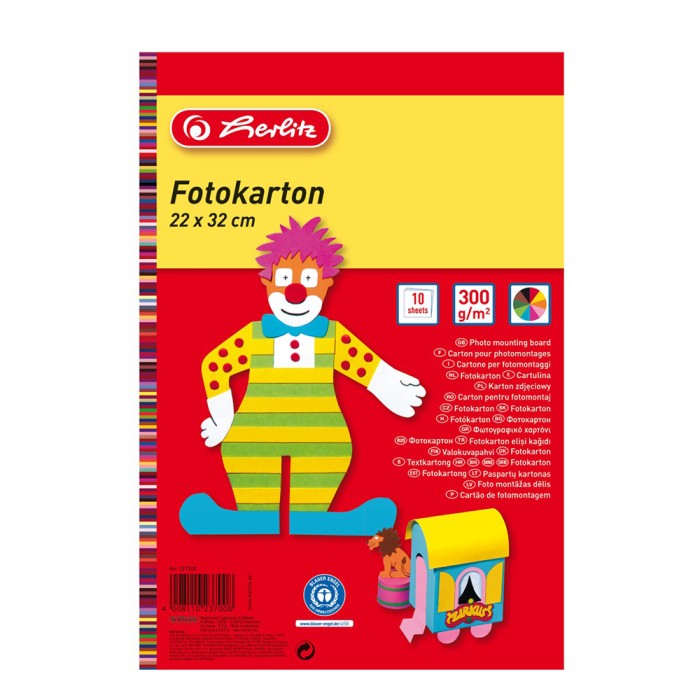 HERLITZ Χρωματιστό Χαρτόνι Διπλής Όψης 22x32cm 10 φύλλα - Συσκευασία 5τμχ