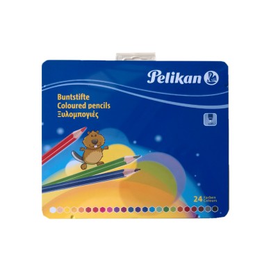 PELIKAN Ξυλομπογιές Standard 24 Χρώματα σε Μεταλλική Κασετίνα - Συσκευασία 3τμχ
