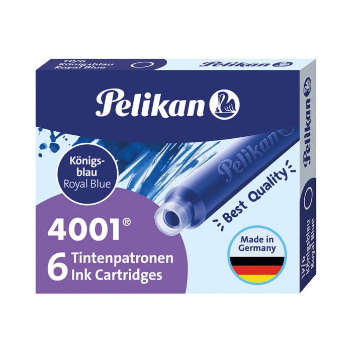 PELIKAN Αμπούλες Μελάνης 4001 ΤΡ/6 για Στυλογράφους - Συσκευασία 6τμχ