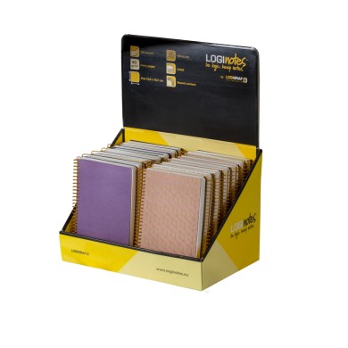 Επιτραπέζιο Σταντ με 24τμχ Loginotes Spiral line 13x20