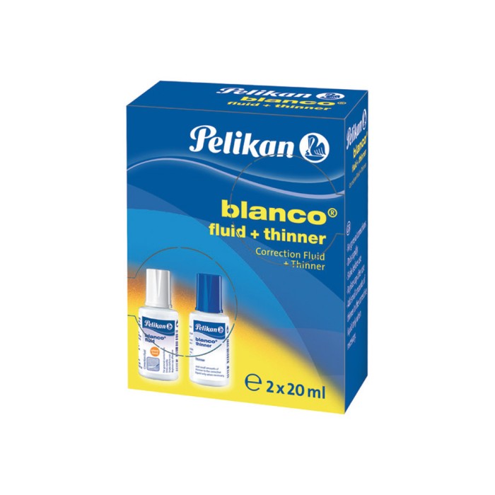 PELIKAN Σετ Διορθωτικό Υγρό (Blanco) + Διαλυτικό Υγρό 2Χ20ml - Συσκευασία 10τμχ