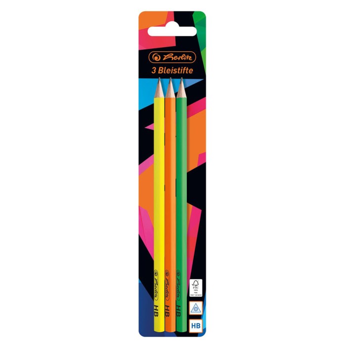 HERLITZ Μολύβια Neon Art HB Blister 2τμχ - Συσκευασία 8τμχ