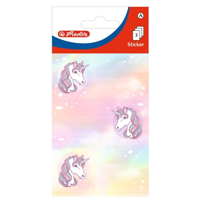 HERLITZ Αυτοκόλλητες Ετικέτες Unicorn 3 Φύλλα Χ 3 Ετικέτες - Συσκευασία 10τμχ