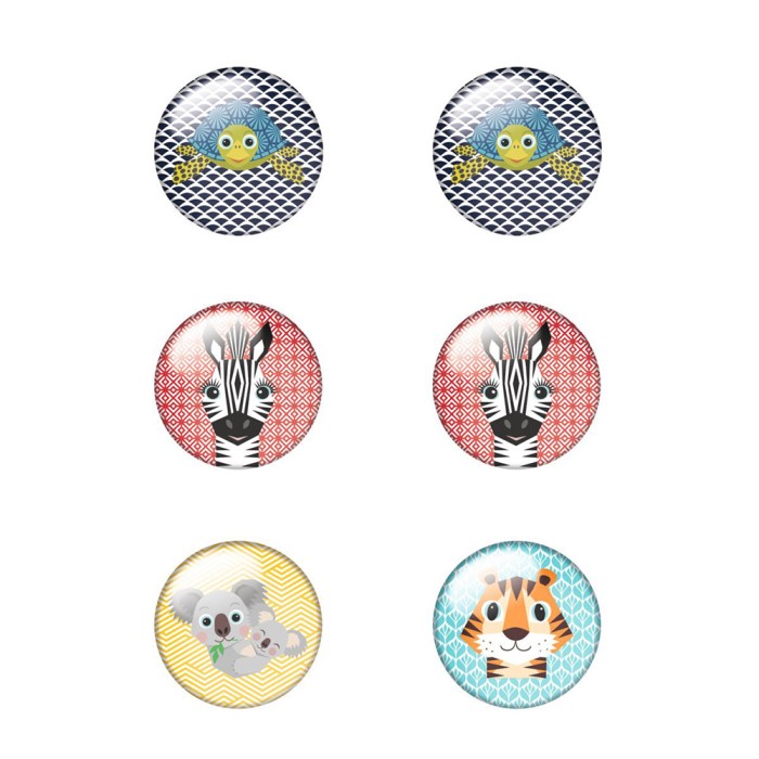 PELIKAN Cute Animals Blister με 6 Στρογγυλά Μαγνητάκια 3,2εκ - Συσκευασία 4τμχ