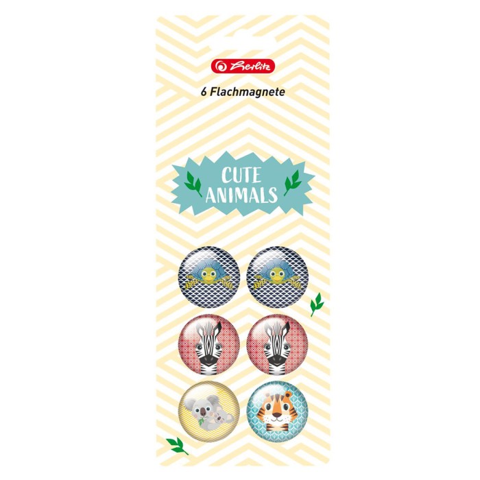 PELIKAN Cute Animals Blister με 6 Στρογγυλά Μαγνητάκια 3,2εκ - Συσκευασία 4τμχ