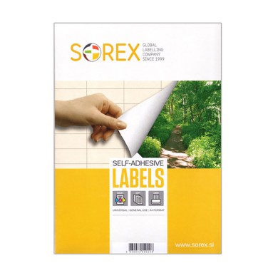 SOREX Αυτοκόλλητες Ετικέτες Λευκές για Εκτυπωτή Α4 2Χ3 99,1x93,1mm, Πακέτο με 100 Φύλλα των 6 Ετικετών