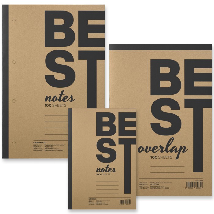 Μπλοκ Σημειώσεων Πλάγιο/Όρθιο BEST NOTES Ριγέ σε 2 Διαστάσεις - 100 Φύλλα - 5τμχ