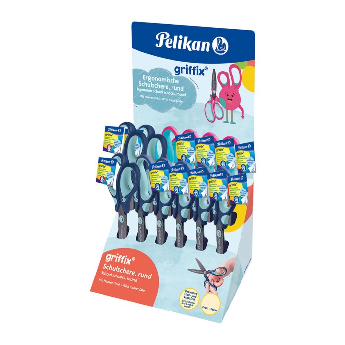 PELIKAN Σχολικό Ψαλίδι Griffix 15cm σε Προθήκη 12τμχ - Συσκευασία 1τμχ