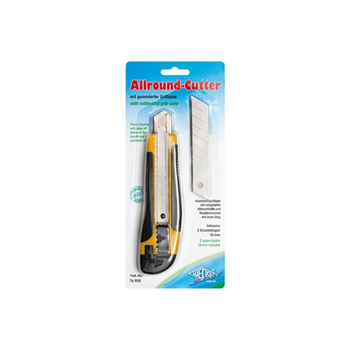 WEDO Πλαστικό Κοπίδι Allround με Λαστιχένια Λαβή 18mm + 2 Ανταλλακτικά
