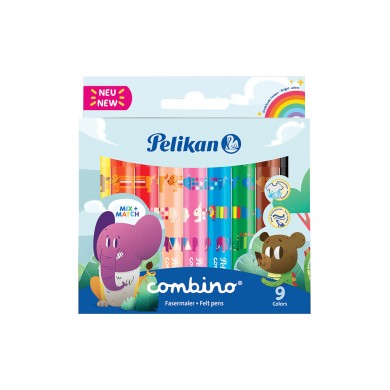 PELIKAN Σχολικός Μαρκαδόρος Combino Super 411 9 Χρώματα - Συσκευασία 10τμχ