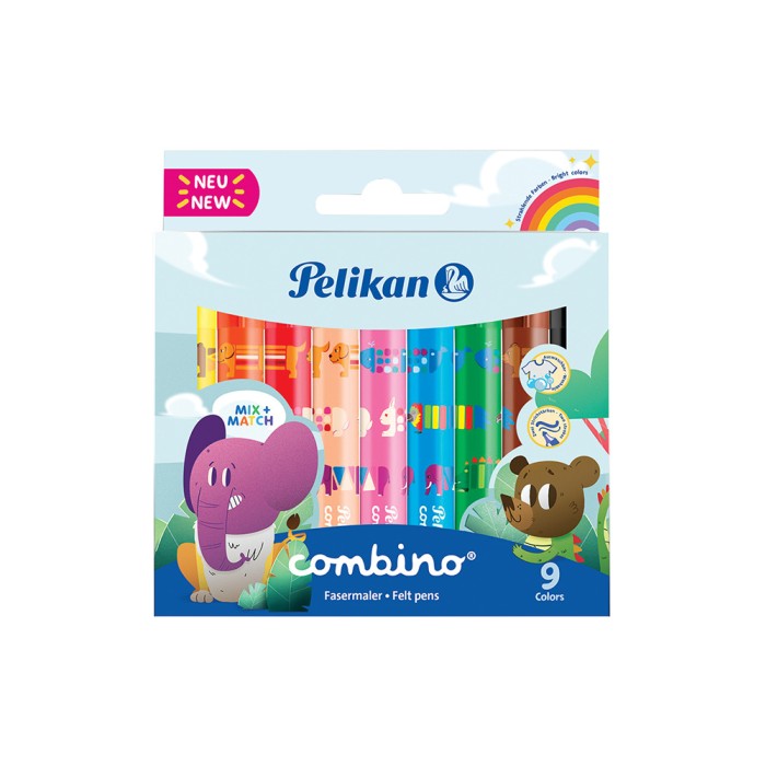 PELIKAN Σχολικός Μαρκαδόρος Combino Super 411 9 Χρώματα - Συσκευασία 10τμχ