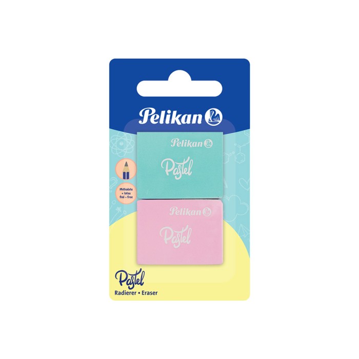 PELIKAN Γομολάστιχα RPA Pastel Χρώματα Blister 2τμχ - Συσκευασία 8τμχ