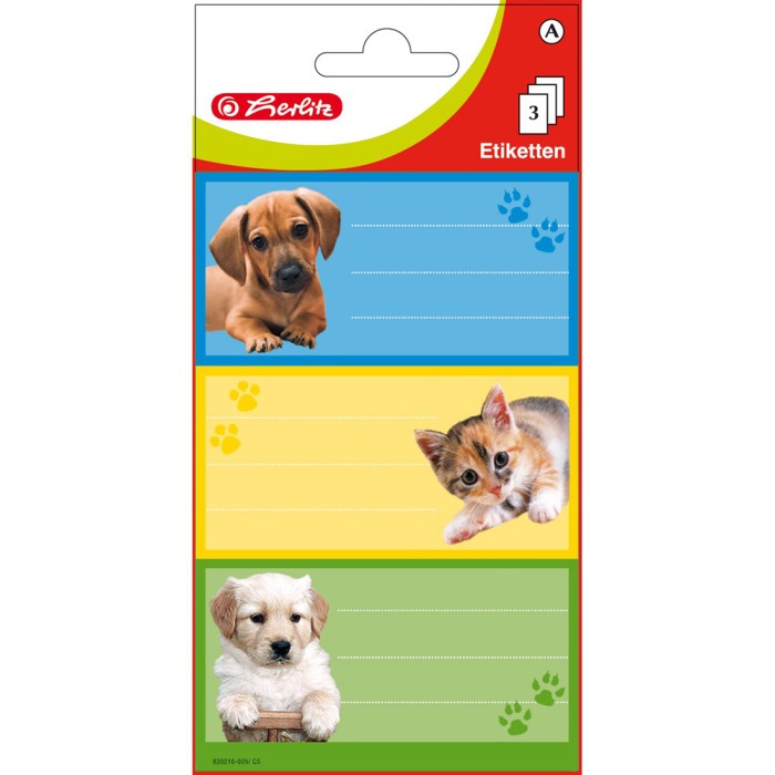 HERLITZ Αυτοκόλλητες Ετικέτες Pets 3 Φύλλα X 3 Ετικέτες - Συσκευασία 10τμχ