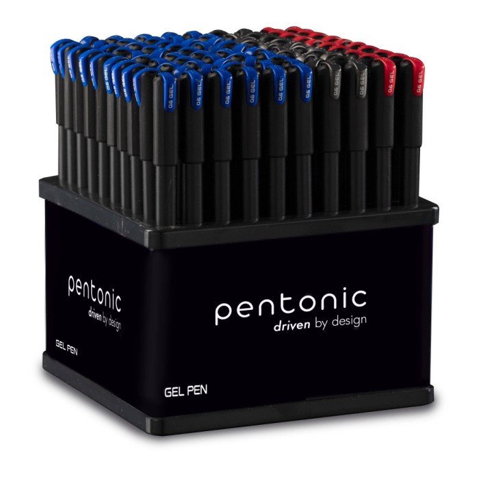Gel pen LINC Pentonic/μπλε, μαύρο, κόκκινο, Θήκη 100τμχ