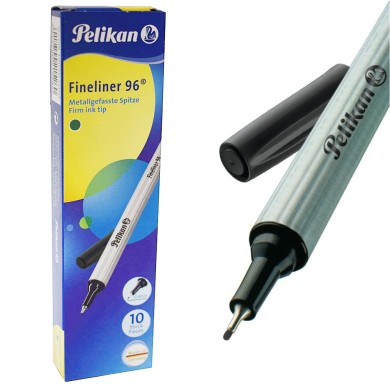 PELIKAN Λεπτός Μαρκαδόρος 0.4mm Fineliner 96 Μαύρο - Συσκευασία 10τμχ