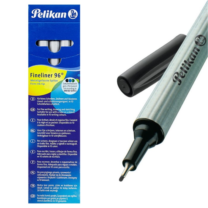 PELIKAN Λεπτός Μαρκαδόρος 0.4mm Fineliner 96 Μαύρο - Συσκευασία 10τμχ