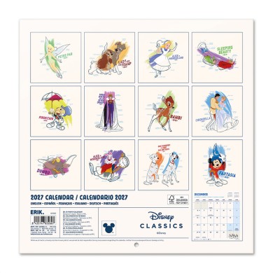 Ημερολόγιο Τοίχου 16 Μηνών 2027 30X30εκ DISNEY CLASSICS