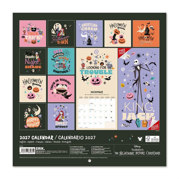 Ημερολόγιο Τοίχου 16 Μηνών 2027 30X30εκ DISNEY THE NIGHTMARE BEFORE CHRISTMAS